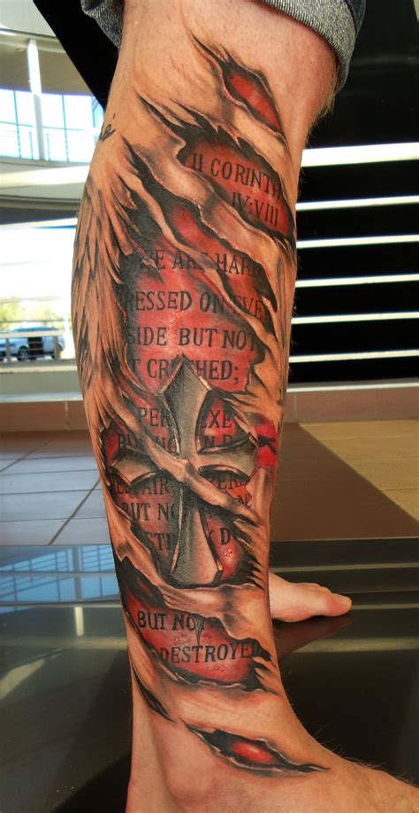 Cross/skin rip Tattoo by Angelo @ Rising Dragon Tattoo. Fourways