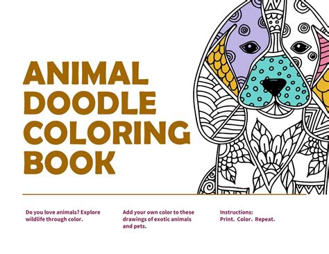 Animal Doodles De Stress Coloring Book Presentation Powerpoint Template