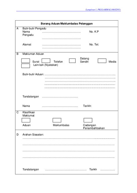 Catatan status aduan tertangguh (diisi oleh unit it). Contoh Surat Maklum Balas Aduan Pelanggan