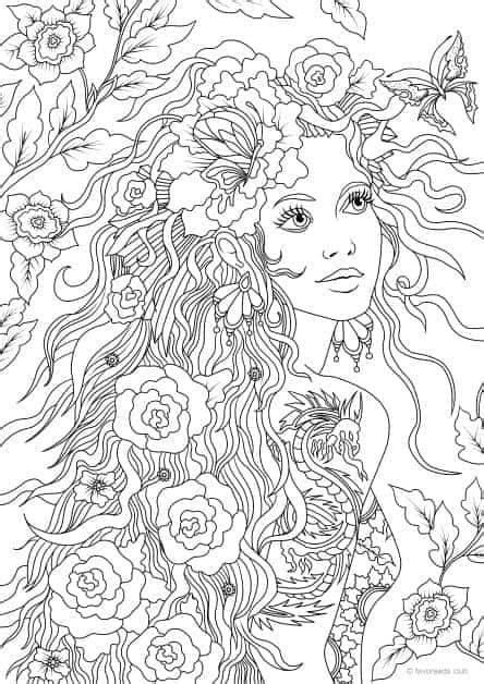 Mum in the mad house coloring. Girl with a Tattoo - Printable Adult Coloring Pages from ...