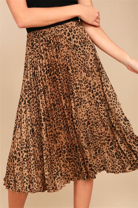 Others Follow Roxie Leopard Pleated Skirt Midi Skirt