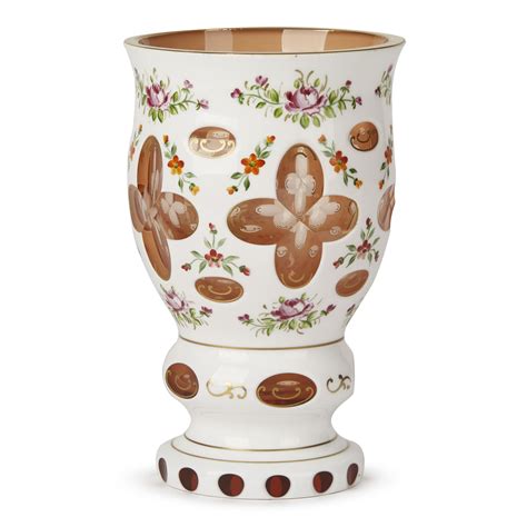 Antique Vintage Bohemian Overlay Orange Glass Vase 20th C Ebay