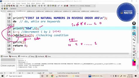 Print First 10 Natural Numbers In Reverse Order Using Do While Loop Youtube