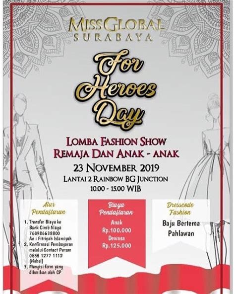 Lomba Fashion Show Miss Global Surabaya “for Heroes Day” Lomba