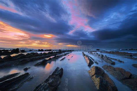 Sea Rocks With Dramatic Clouds At Sunset Kastani Mamma Mia Beach
