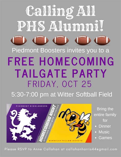 Piedmont Football Homecoming And Tailgate On October 25 Piedmont Exedra