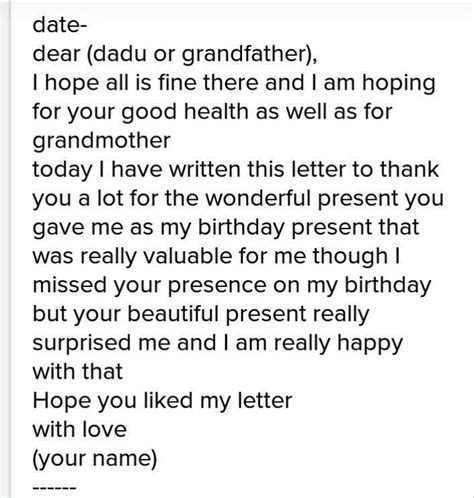 Letter To Grandfather Thanking Him For Birthday T Letter To Uncle