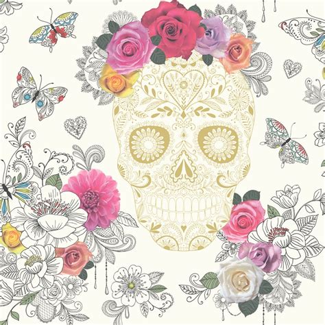 Rasch Sugar Skulls Wallpaper Decorating Bandm Stores