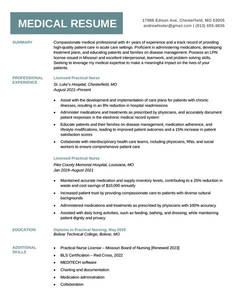 Medical Resume 12 Examples And Writing Tips