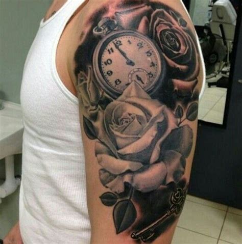Irrespective of the reason, these tattoos look. Awesome Clock And Rose Tattoos On Half Sleeve » Tattoo Ideas