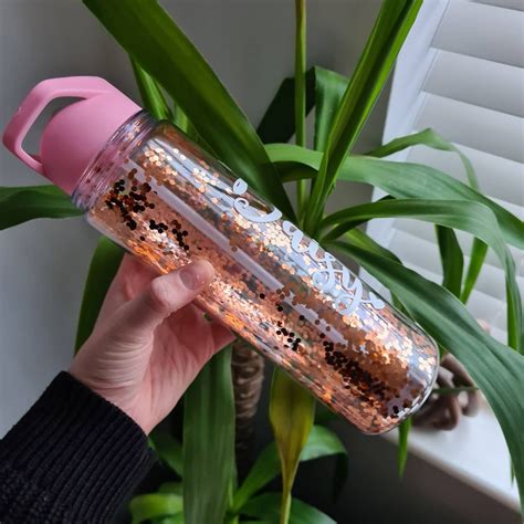 Personalised Glitter Water Bottles 550ml Bpa Free Rose Gold Etsy