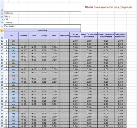 Planilha Excel Para Marca O De Ponto