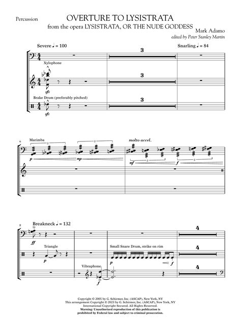 Overture To Lysistrata Arr Peter Stanley Martin Percussion Sheet