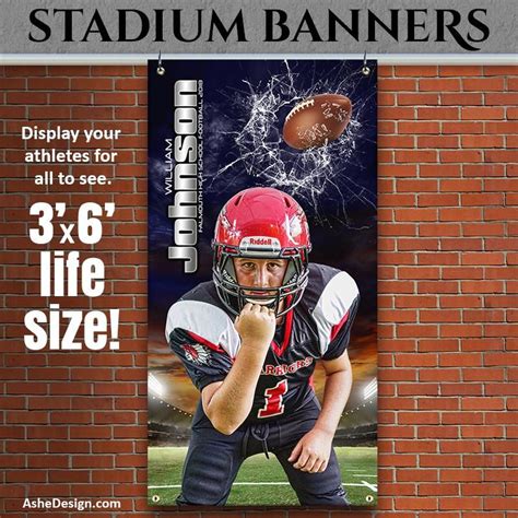 Amped Sports Banner 3x6 Smashing Through Football Sport Banner