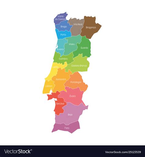 Districts portugal map regional country Royalty Free Vector