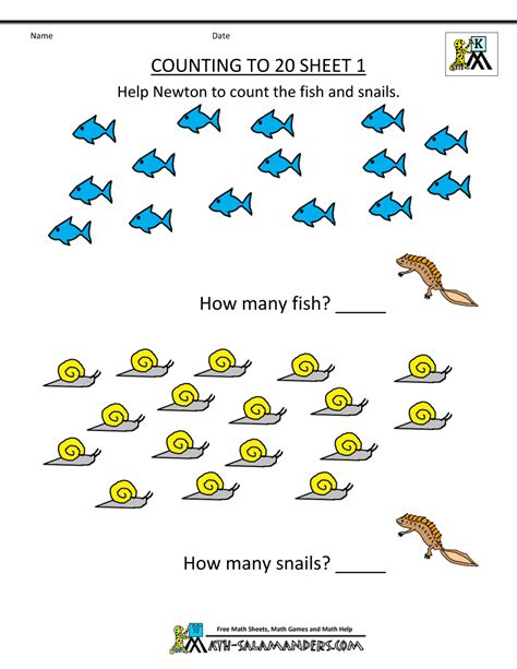 Free Counting Worksheets 1 20