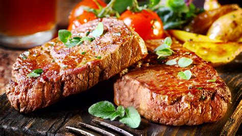 Wallpaper beef, steak, food, cooking, grill, vegetables, meal, meat ...