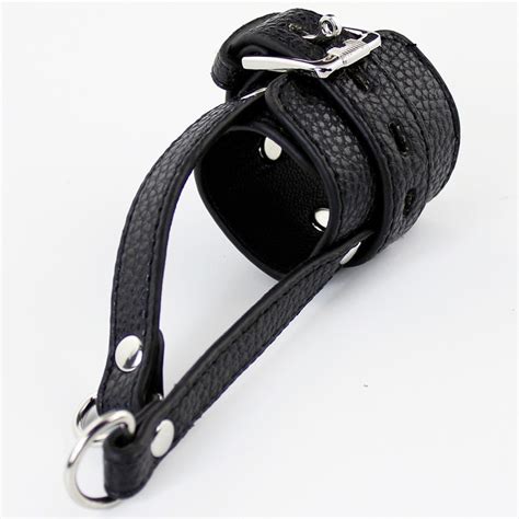 Male Sex Toy Ball Stretcher Pvc Leather Fetish With Pulls Ring Attach
