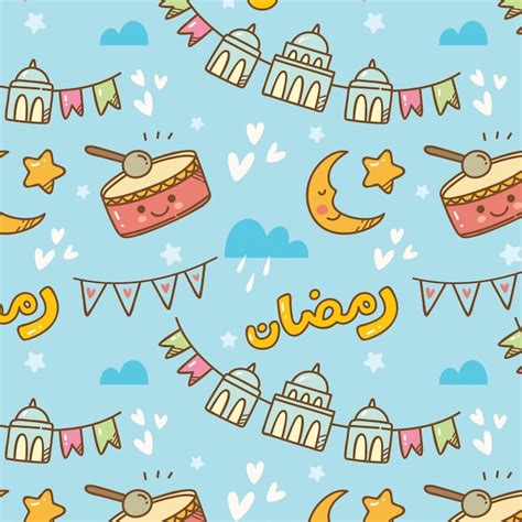 Premium Vector Ramadan Doodle Seamless Pattern