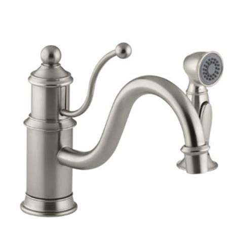 Brushed nickel kitchen faucet kohler. Kohler K-169-BN Antique Single Control Kitchen Faucet with ...