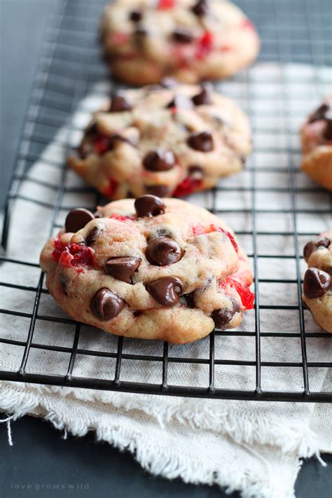 This chocolate chip cookie recipe makes cookies that are absolutely irresistible on the day they are made: Cherry Chocolate Chip Cookies - Love Grows Wild