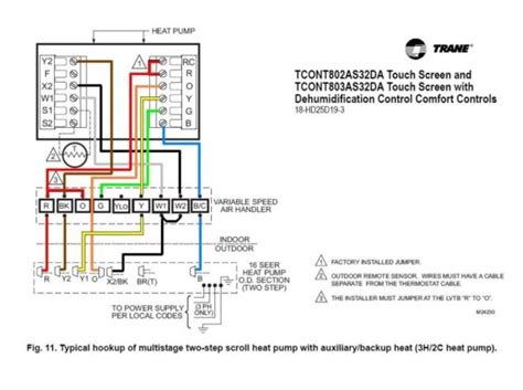 (this thermostat cannot be used on heat pumps with auxiliary heating or on multistage systems.) was going to replace my fathers wall thermostat with a digital honeywell ,it is old,the thermostat is a carrier type,there r 2 #s on it,hho1ad040c +t87f 2907. Trane Thermostat Wiring