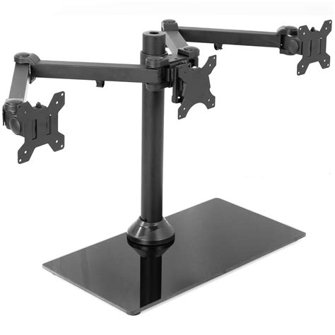 Vivo Black Triple Monitor Mount Freestanding Desk Stand W Glass Base