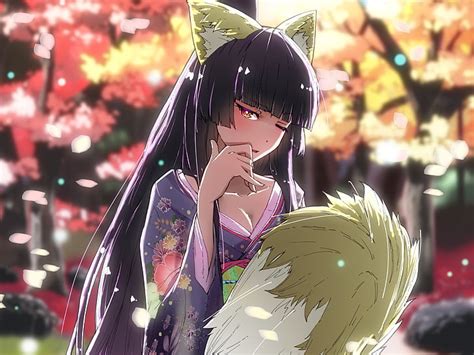 Hd Wallpaper Anime Girl Fox Ears Kimono Japanese Clothes Art And