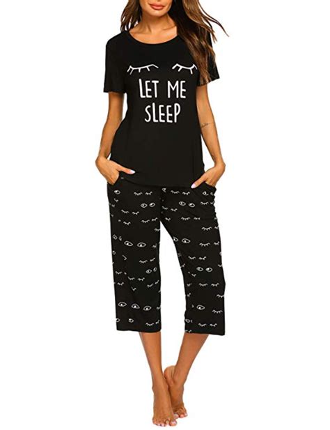 Maxmoda Womens Capri Pajama Set Printed Short Sleeve Sleepwear Pjs