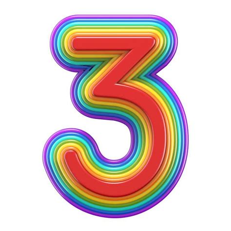 Zahl Nummer Number 3 Lettering Typography Rainbow
