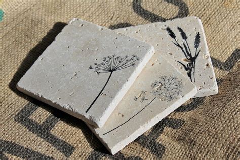 Summer Wildflower Stone Coasters Wildflower Stone Stamped Etsy