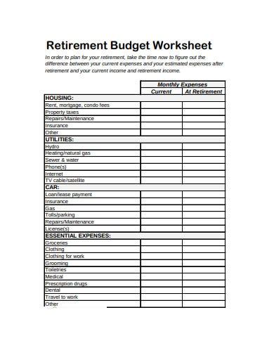 10 Retirement Monthly Budget Templates In Pdf Doc Free And Premium