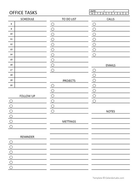 Employee Task List Template Free Printable Templates