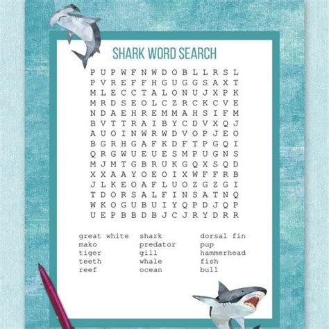 Shark Word Search Shark Shark Activities Free Printable Word Searches