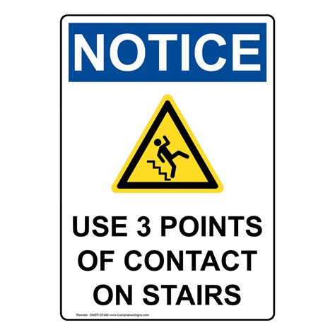 Vertical Use 3 Points Of Contact Sign Osha Notice