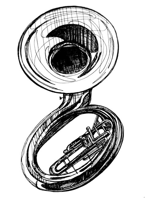 Sousaphone Silhouette Sketch Coloring Page
