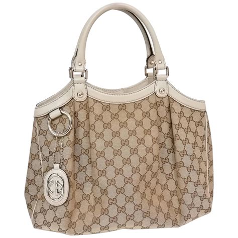 Gucci Monogram White Leather Bag At 1stdibs