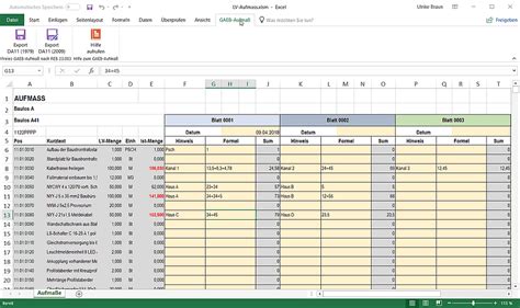Excel tabellen sind ein wesentlicher bestandteil von excel und helfen dir bei der auswertung von daten. GAEB Ausschreibungen: Excel-Aufmaß als DA11 nach REB 23 ...