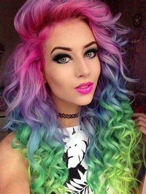 Rainbow I Love This Hair Pastel Colors Long Curly Colorful Hair