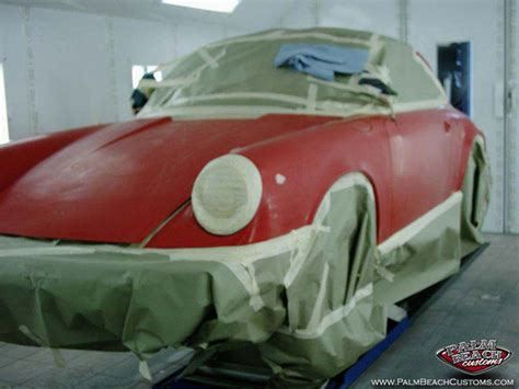 Red Classic Porsche Restoration In The Paint Booth For Some Tlc
