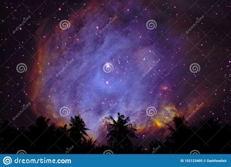 Blur Purple Galaxy Nebula Back On Night Cloud Sky