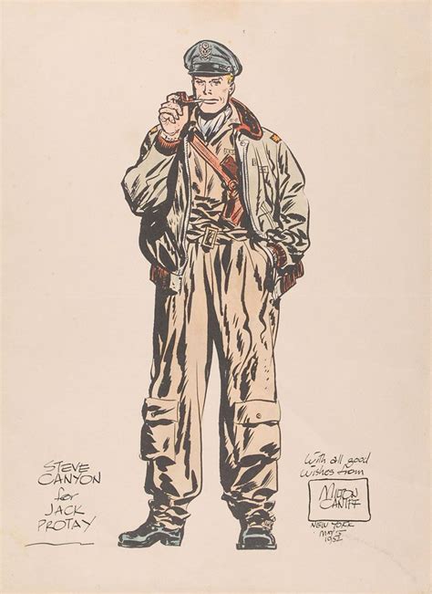 Milton Caniff Steve Canyon Ink And Watercolor Sketch 1952 Comic
