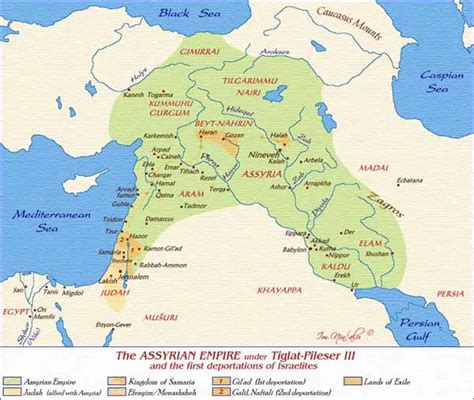 Map Of The Assyrian Empire Under Tilgat Pileser III