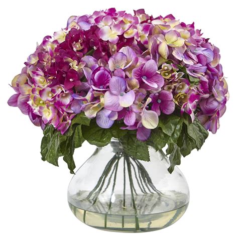View flower arrangements small view flower arrangements medium. Lavender Magenta Silk Hydrangea Centerpiece | Silk Flower ...