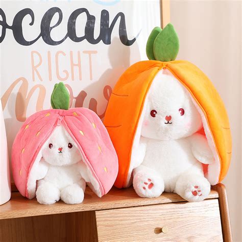 Creative Carrot Turns Into Long Ears Rabbit Stuffed Animal Plush Toys