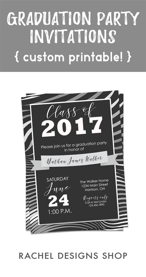 Graduation Party Invitation Black And White Graduation Invitation