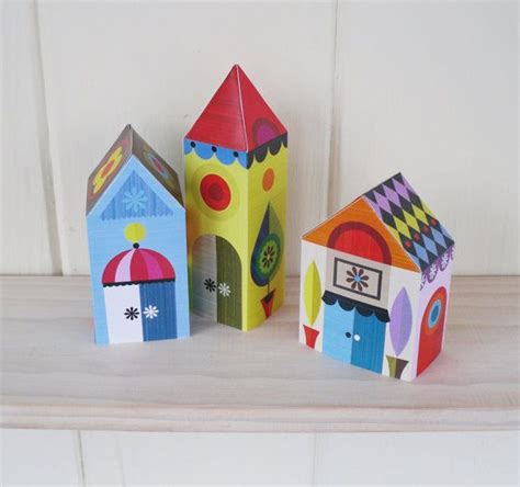 3 Little Houses Paper Craft Kit By Ellengiggenbach On Etsy Paper