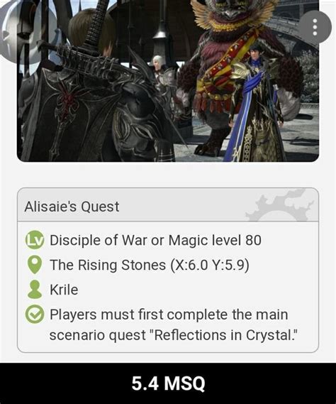 Alisaie S Quest Krile Disciple Of War Or Magic Level The Rising Stones Players Must First