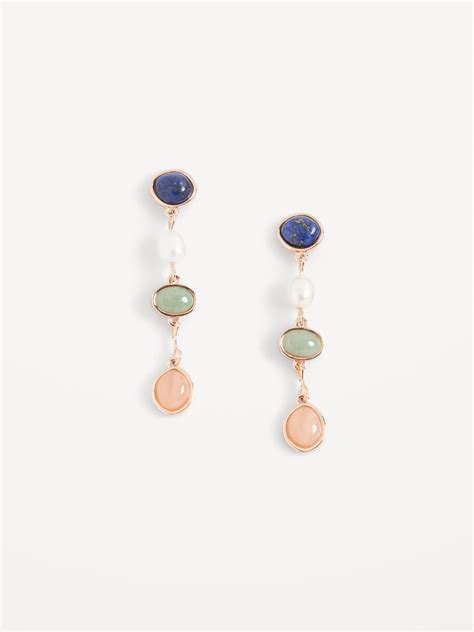 Gold Toned Stone Drop Earrings For Women Old Navy
