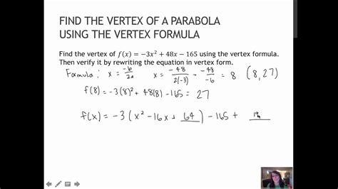 The vertex is also the equation's axis of symmetry. 67 Find the Vertex of a Parabola by Using the Vertex ...